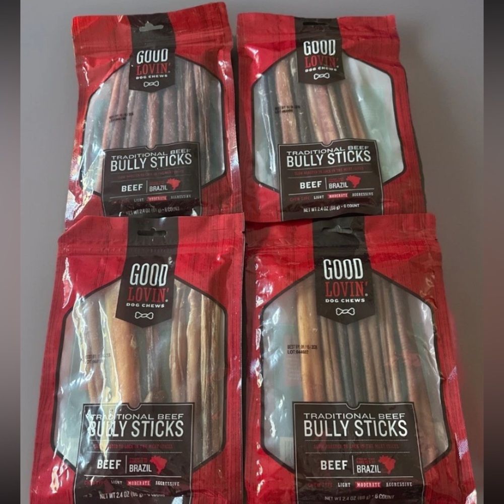 - 4 Pack - Good Lovin' Braided Bully Stick Dog Chew - 6count Each NEW 2.4 OZ